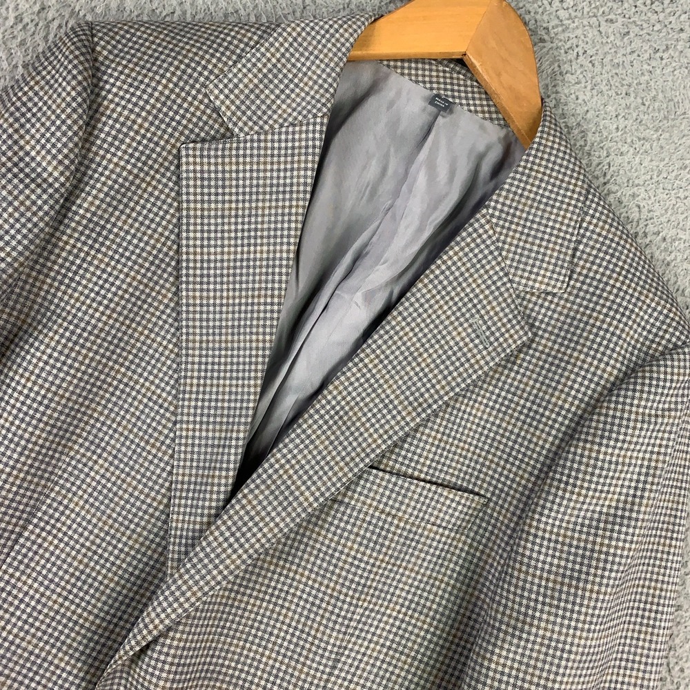 Bonobos Sport Coat Mens 40R Gray Gingham Slim Fit Two Button Blazer Stretch Wool